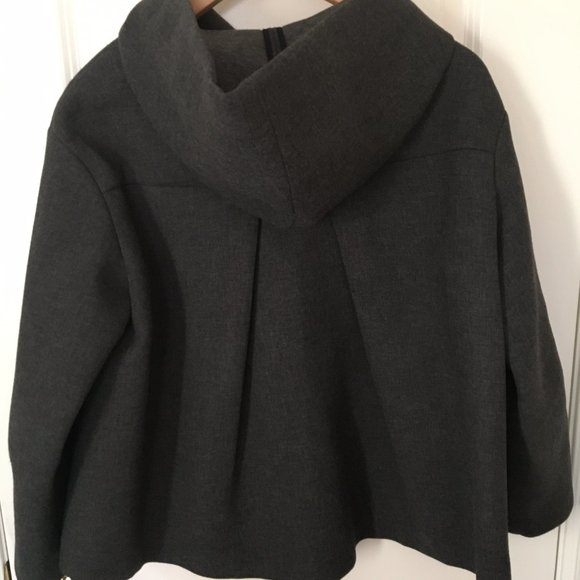 Anthracite grey wool-blend jacket with hood. IT42, NWT - Picture 2 of 6